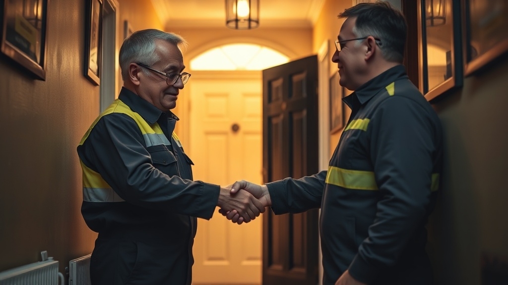 Engineer shaking hands with a Dulwich homeowner after locating their leak